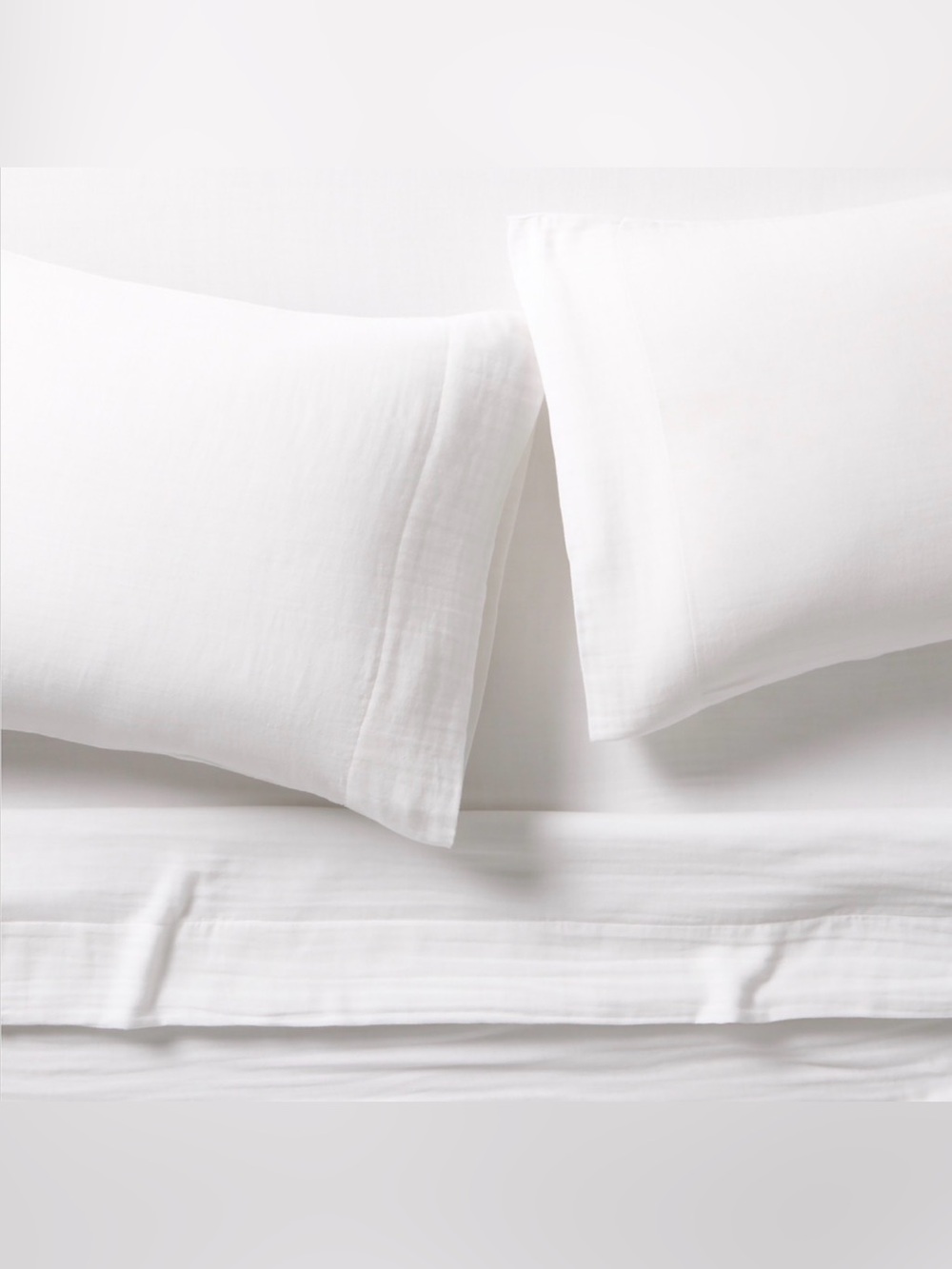 Crate & Barrel Organic Cotton Gauze King Sheet Set Crisp White Muslin Bedding